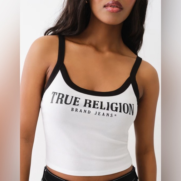 NWT - TRUE RELIGION Logo Ringer Womens Baby Tank Top - Various Sizes - Picture 2 of 4